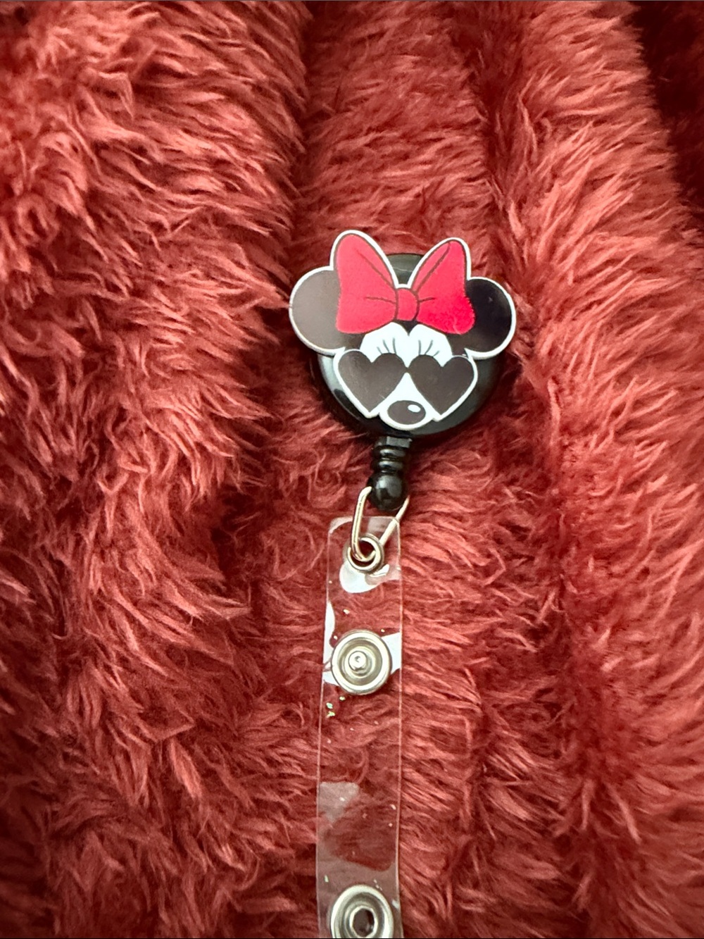 Minnie Mouse Red Bow Badge Reel ID Holder